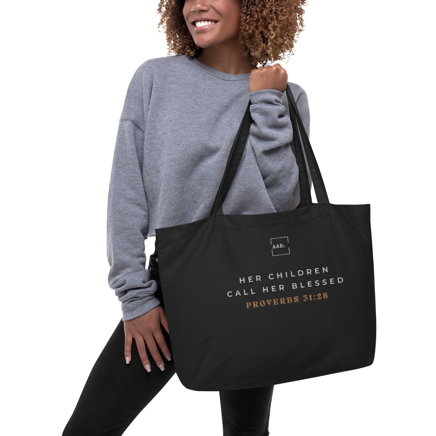 Proverbs 31:28 Tote (Black)