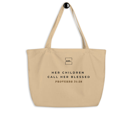 Proverbs 31:28 Tote (Beige)